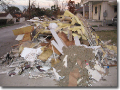Pile of debris Gentilly house in New Orleans